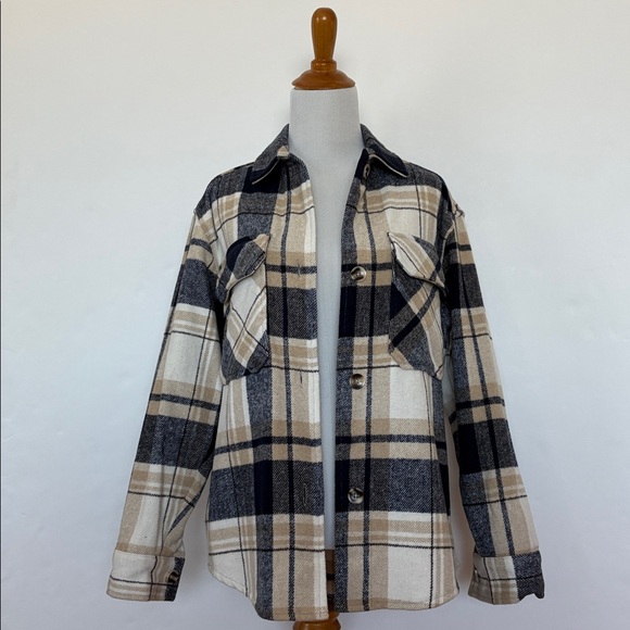 New Plaid Flannel Shirt Jacket (Shacket) - Picture 2 of 5
